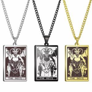 The Devil Stainless Steel Tarot Card Necklace